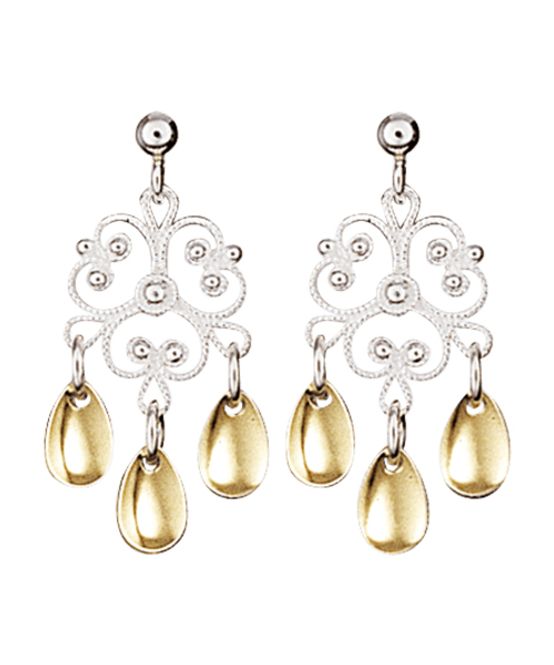 Hovedbilde Øyrepynt - kvit/forgylt