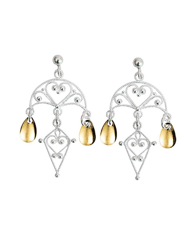 Øyrepynt Bergen, kvit/forgylt