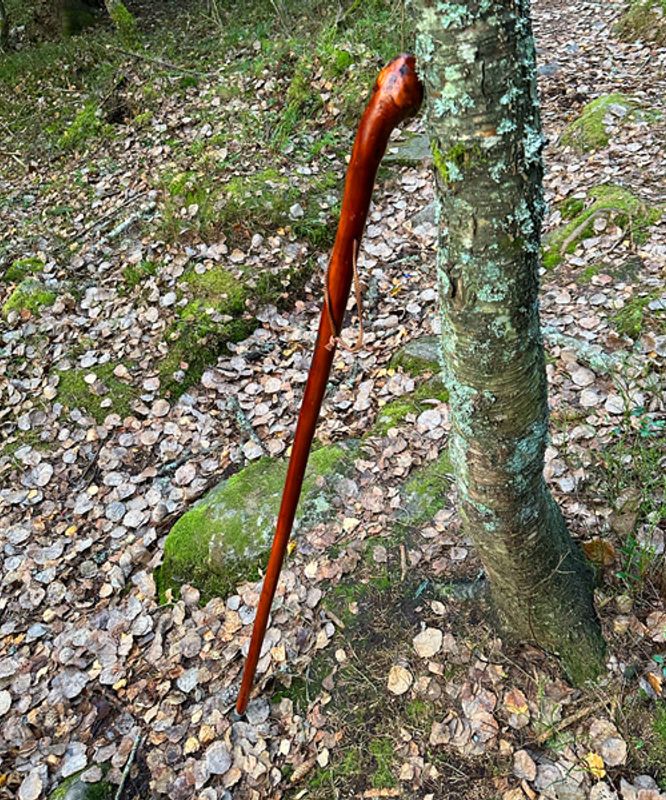 Håndlaget vandrestav i kastanje